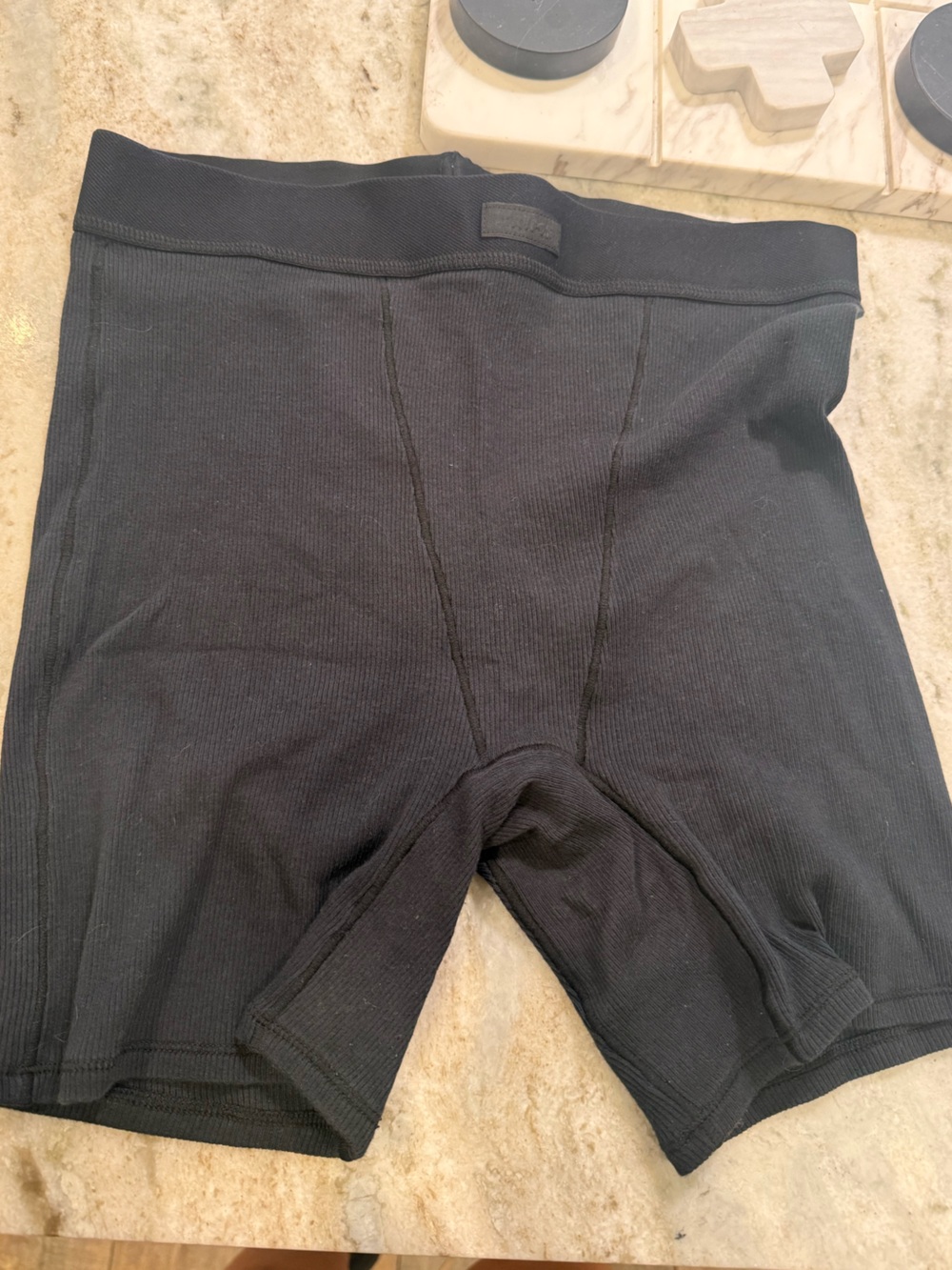 SKIMS Black Ribbed Boxer Shorts